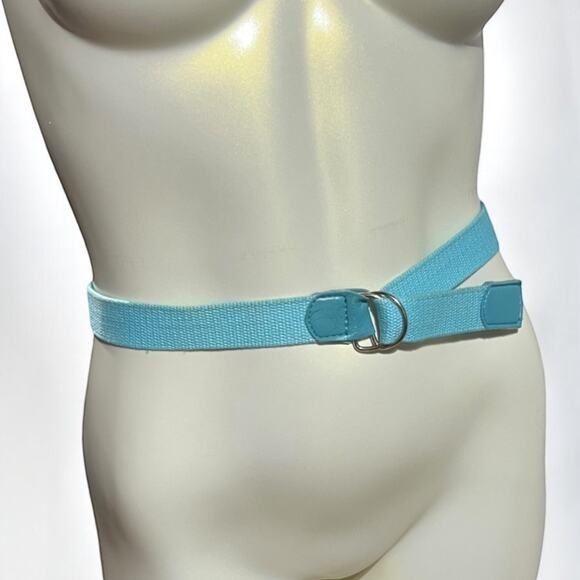 Vintage Adjustable Light Blue Fabric Belt - Small/Medium Waist - Picture 1 of 16